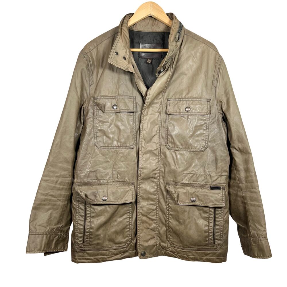 Coach Brown Waxed Field Hooded Jacket Medium 21x30 Preowned